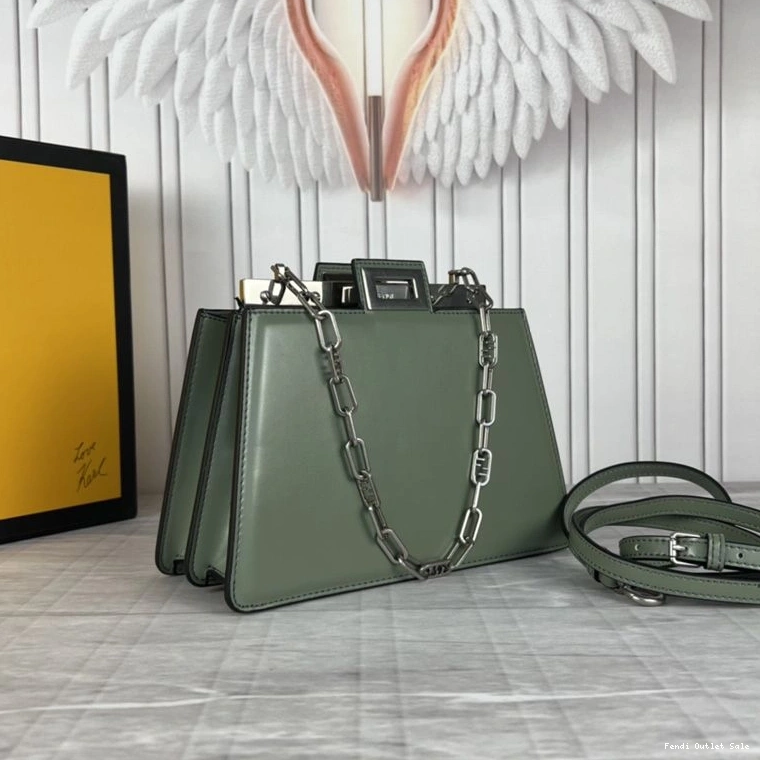 Affordable Fendi Mini Calf Green In Cut Bag Leather Peekaboo 0820